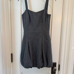 Rugby Ralph Lauren Gray Wool Flannel Blend Bubble Hem Sleeveless Mini Dress
